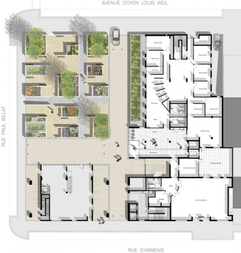 Ralisation d'un immeuble de bureaux : plan rdc